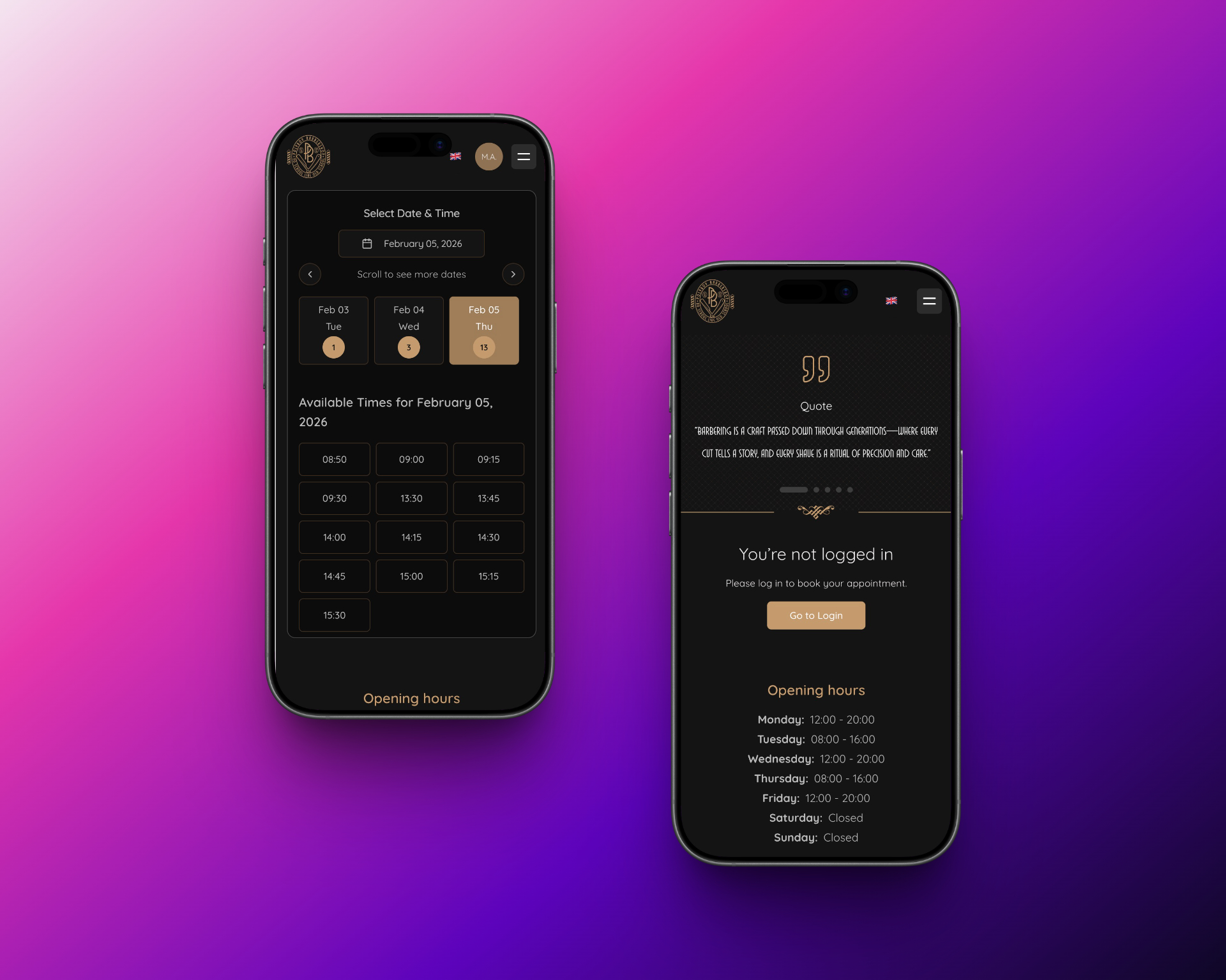 Mobile preview of booking for client